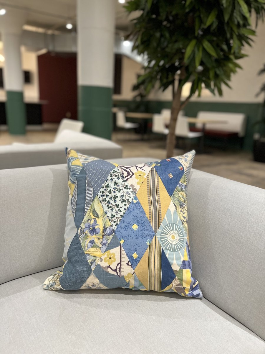 Blue and yellow diamond pillow