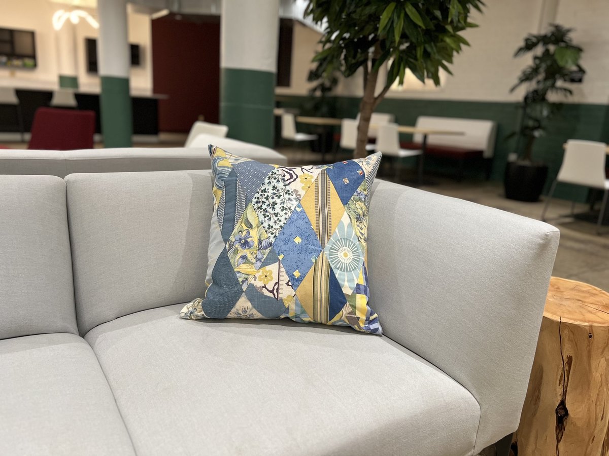 Blue and yellow diamond pillow