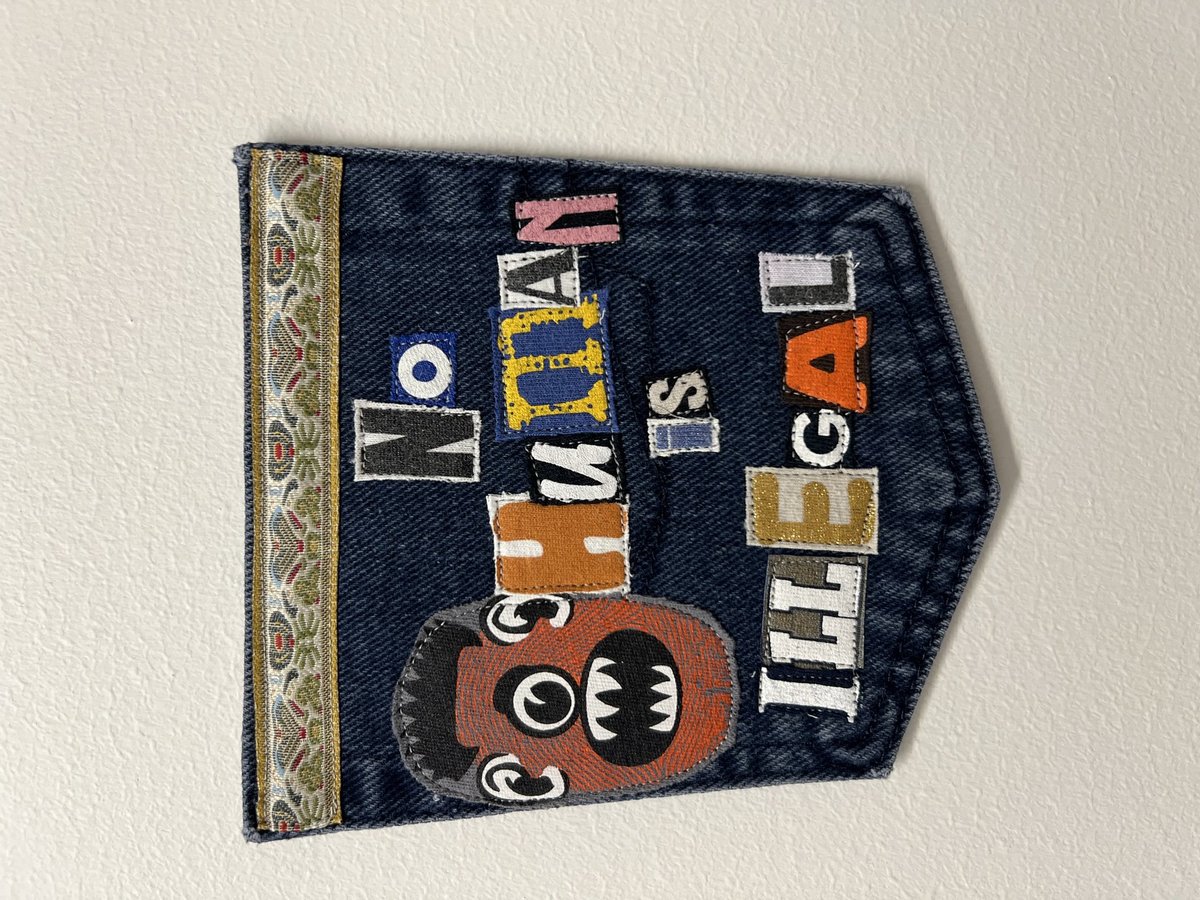 No human is illegal art collage patch