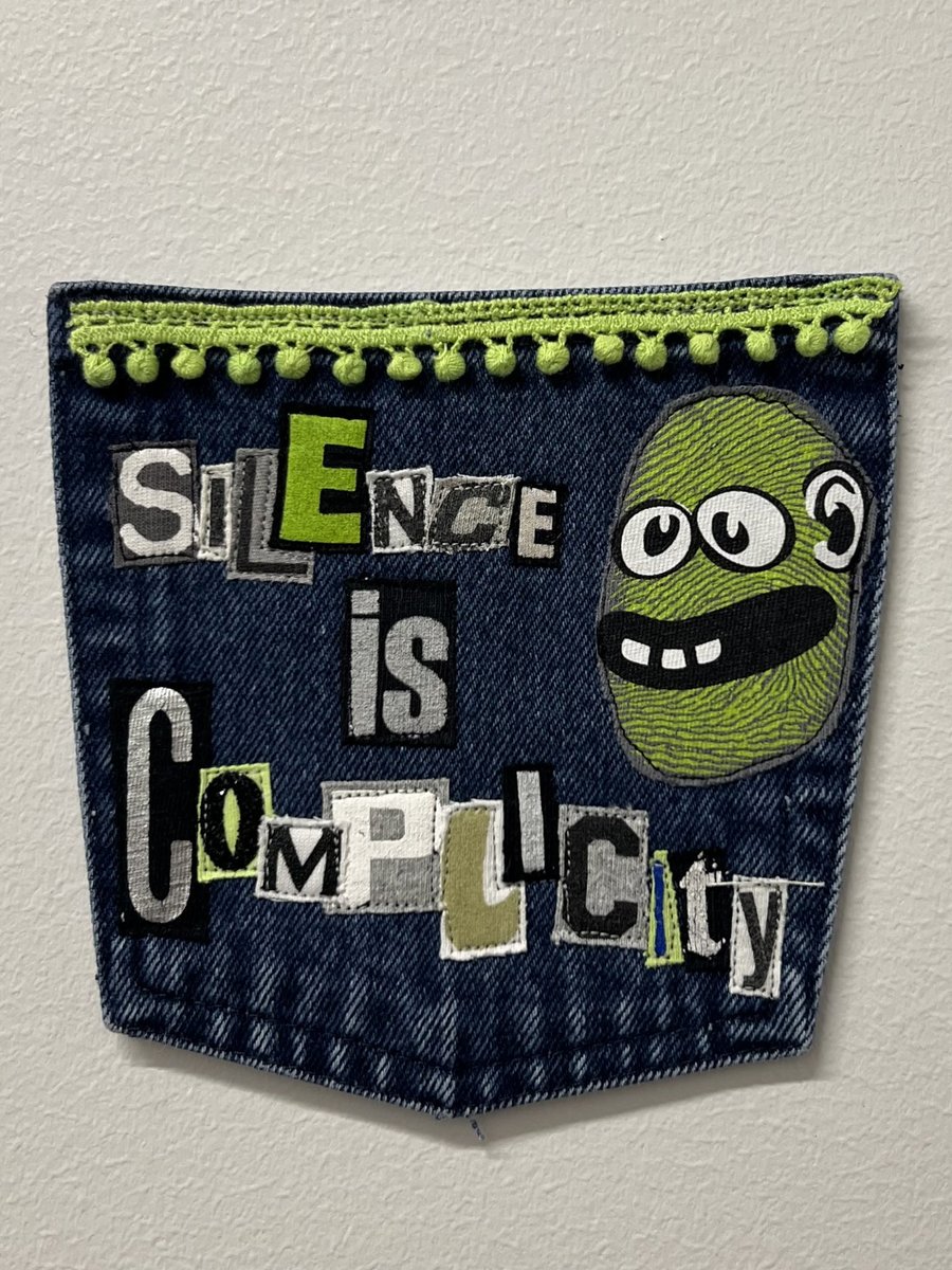 Silence is complicity art collage patch
