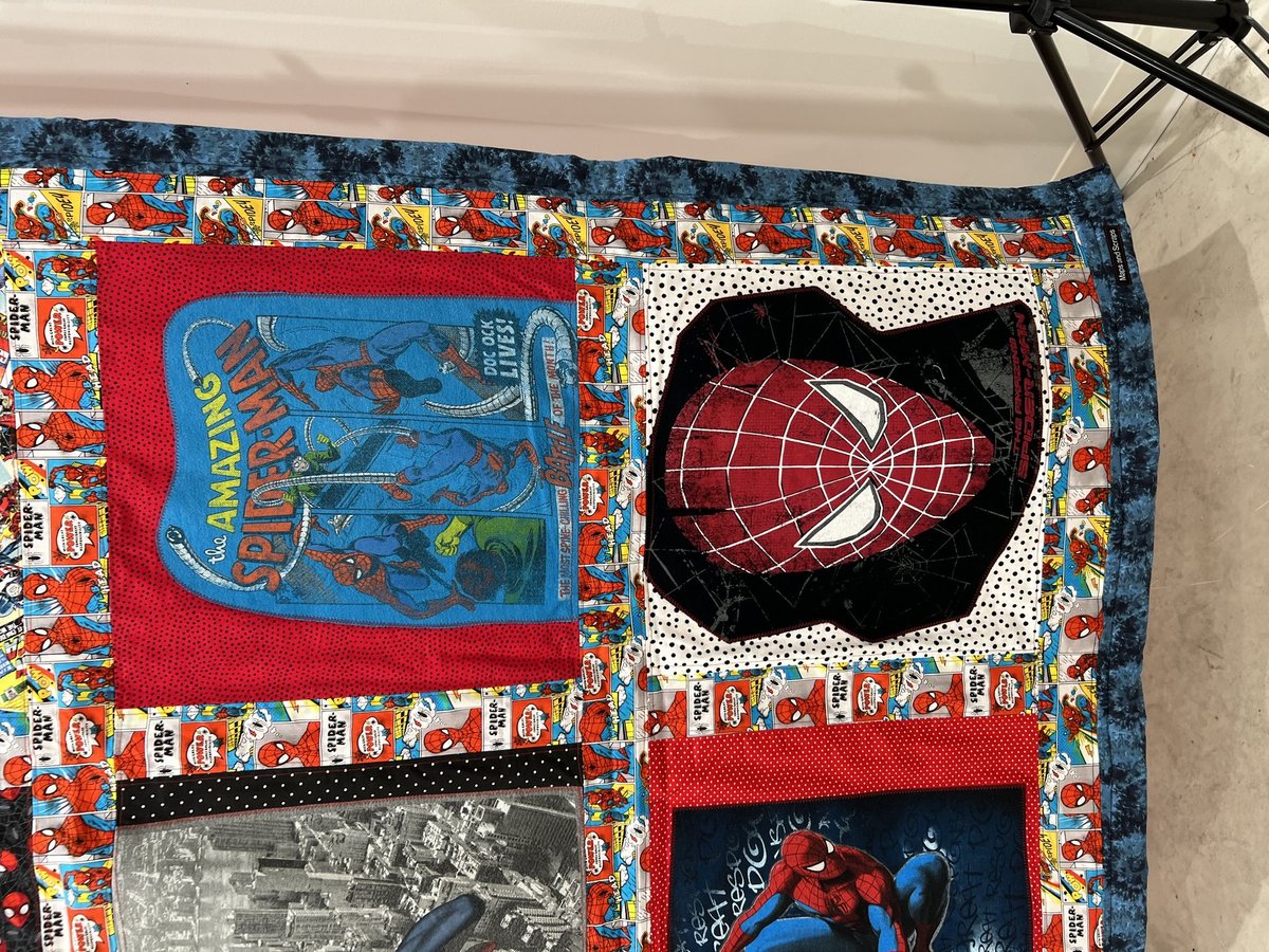 Spider-Man Tshirts blanket upcycled handmade one of a kind