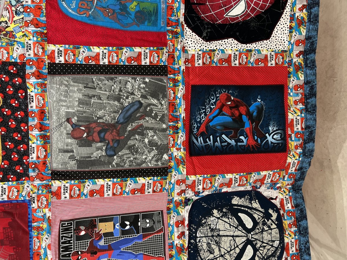 Spider-Man Tshirts blanket upcycled handmade one of a kind
