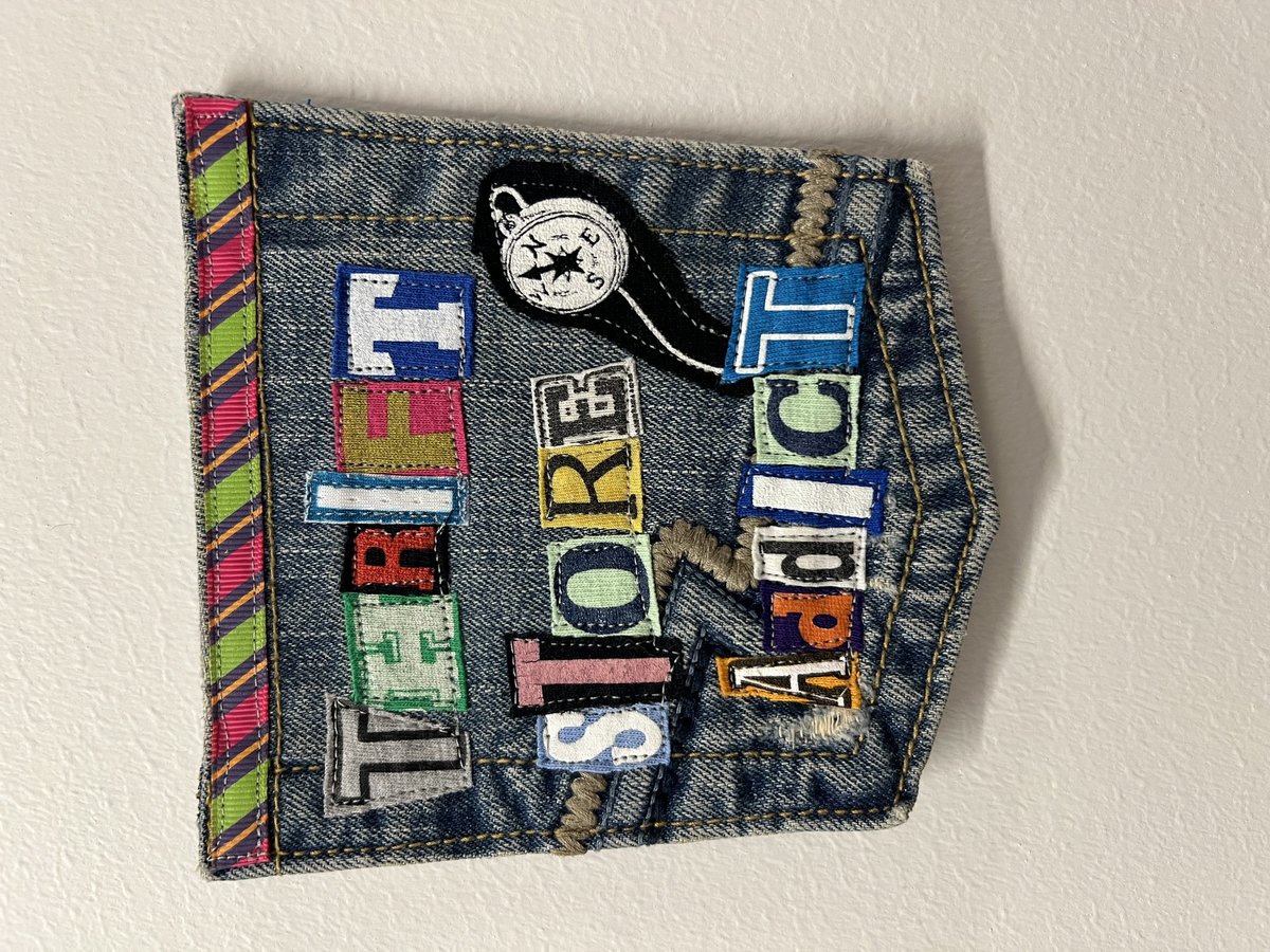 Thrift store addict art collage patch