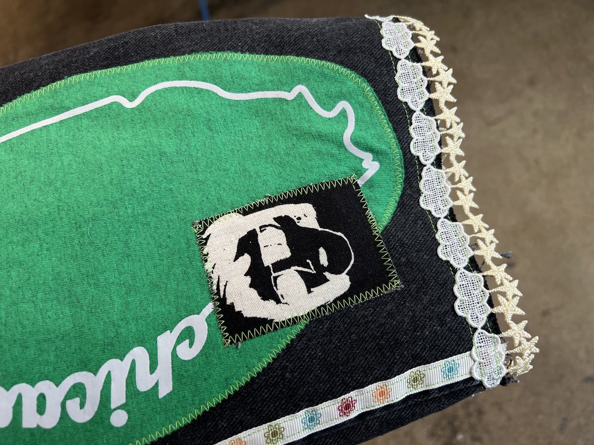 USA travel patchwork collage jeans