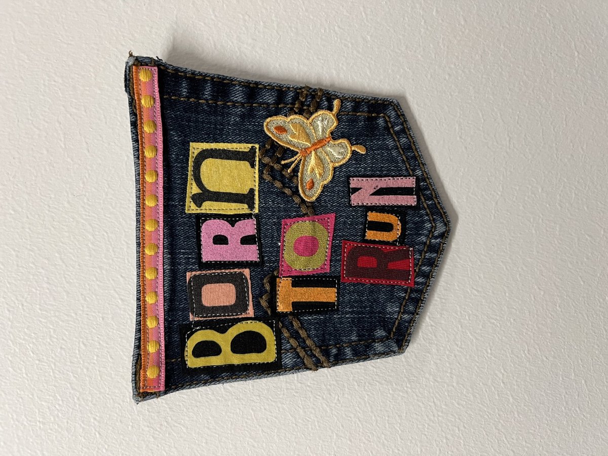 Born to run art collage patch