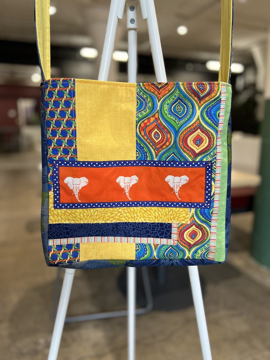 Elephants patchwork crossbody bag