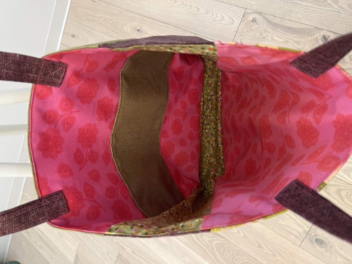 Pink and green scrap market bag