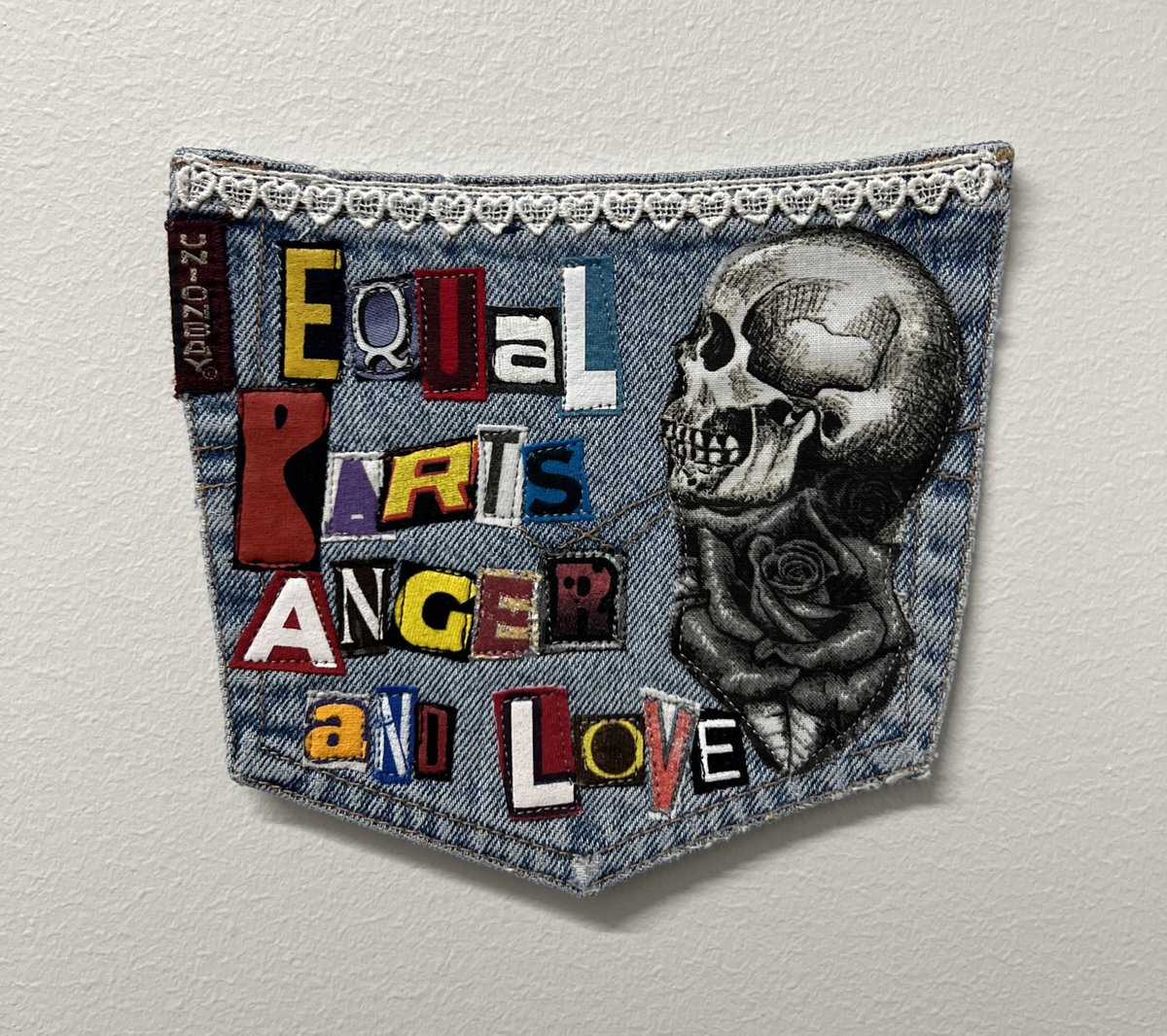 Anger and love art collage patch