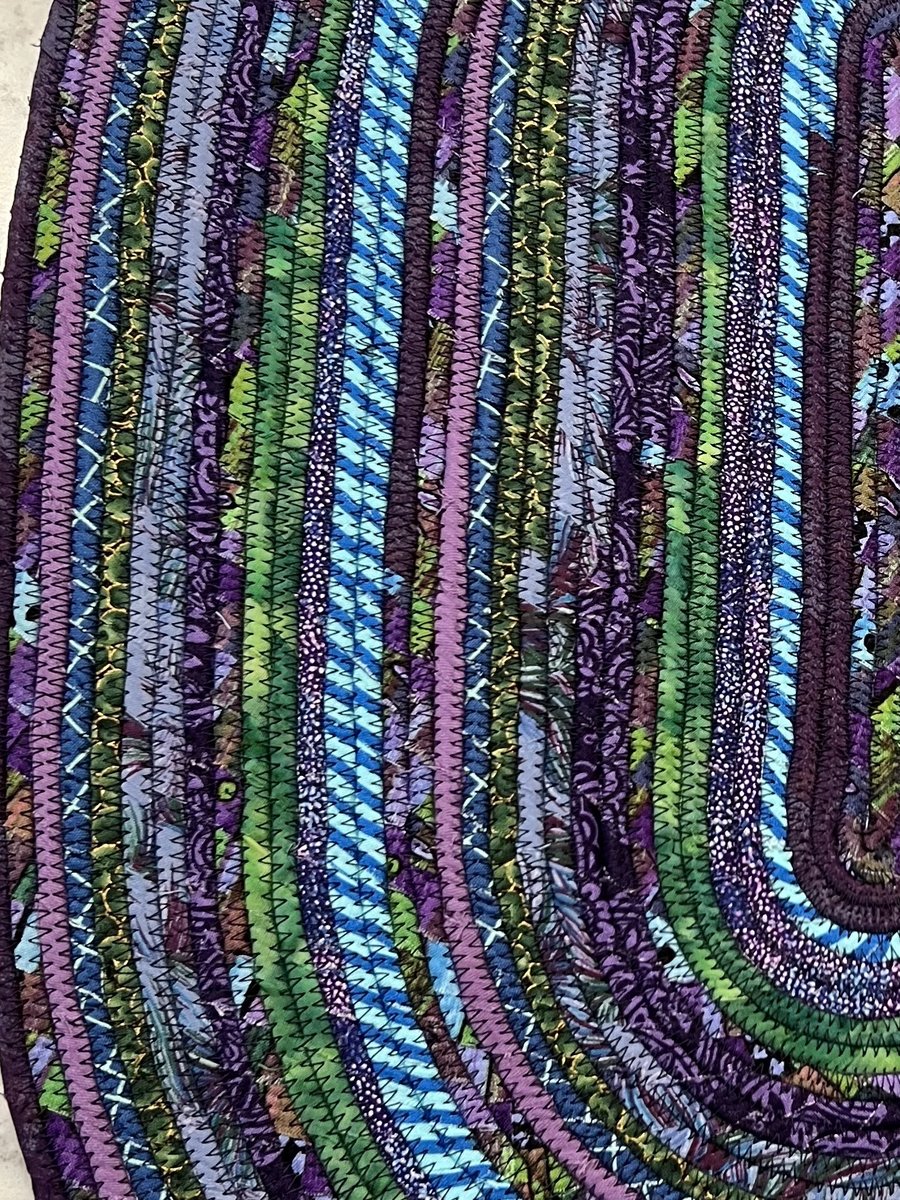 Purple and green rope wrapped rug or tabletopper