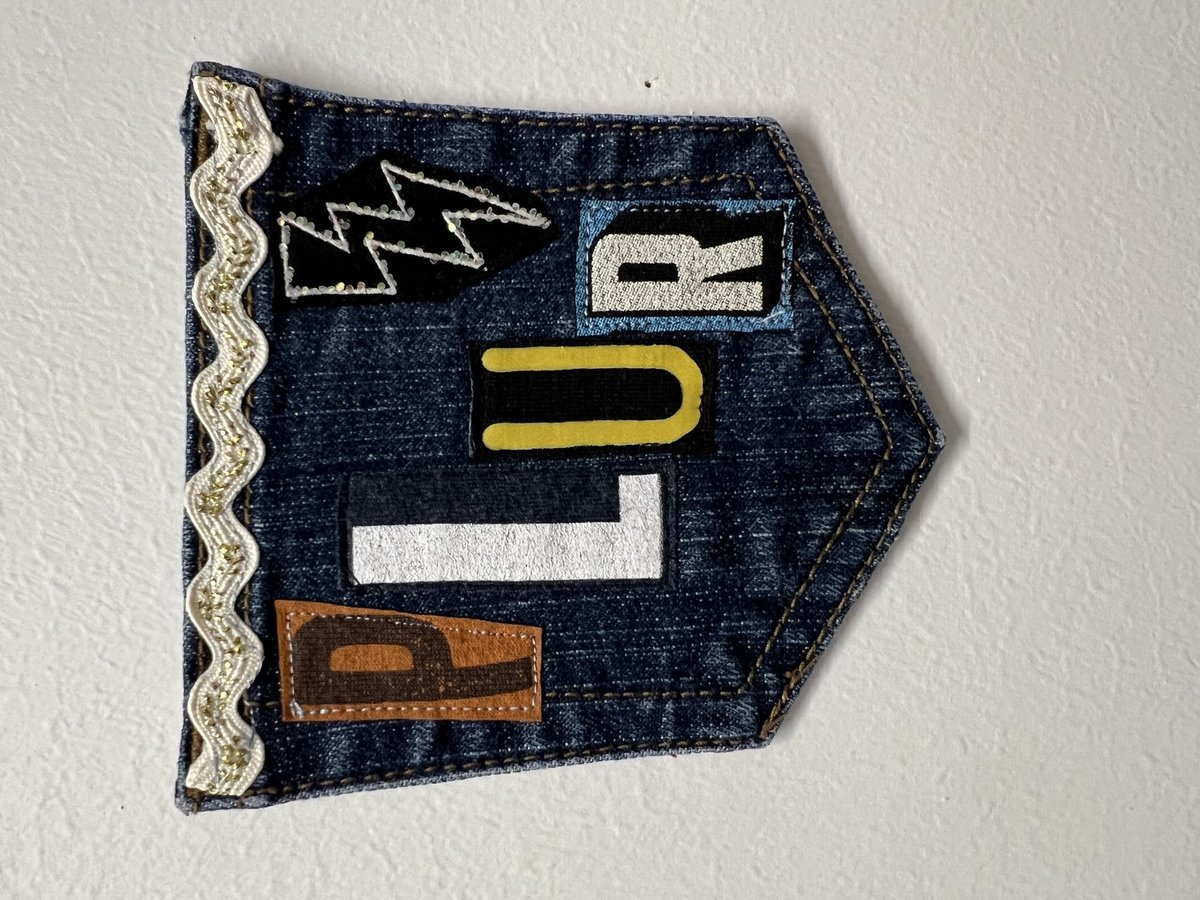 PLUR collage patch blue