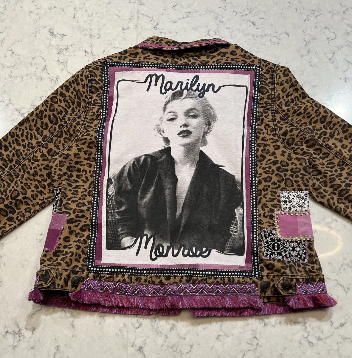 Marilyn tshirt patchwork collage upcycled Jean jacket