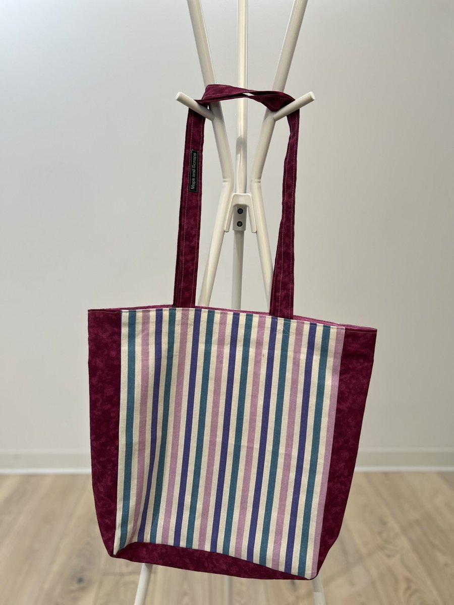Flowers and striped scrap fabric market bag