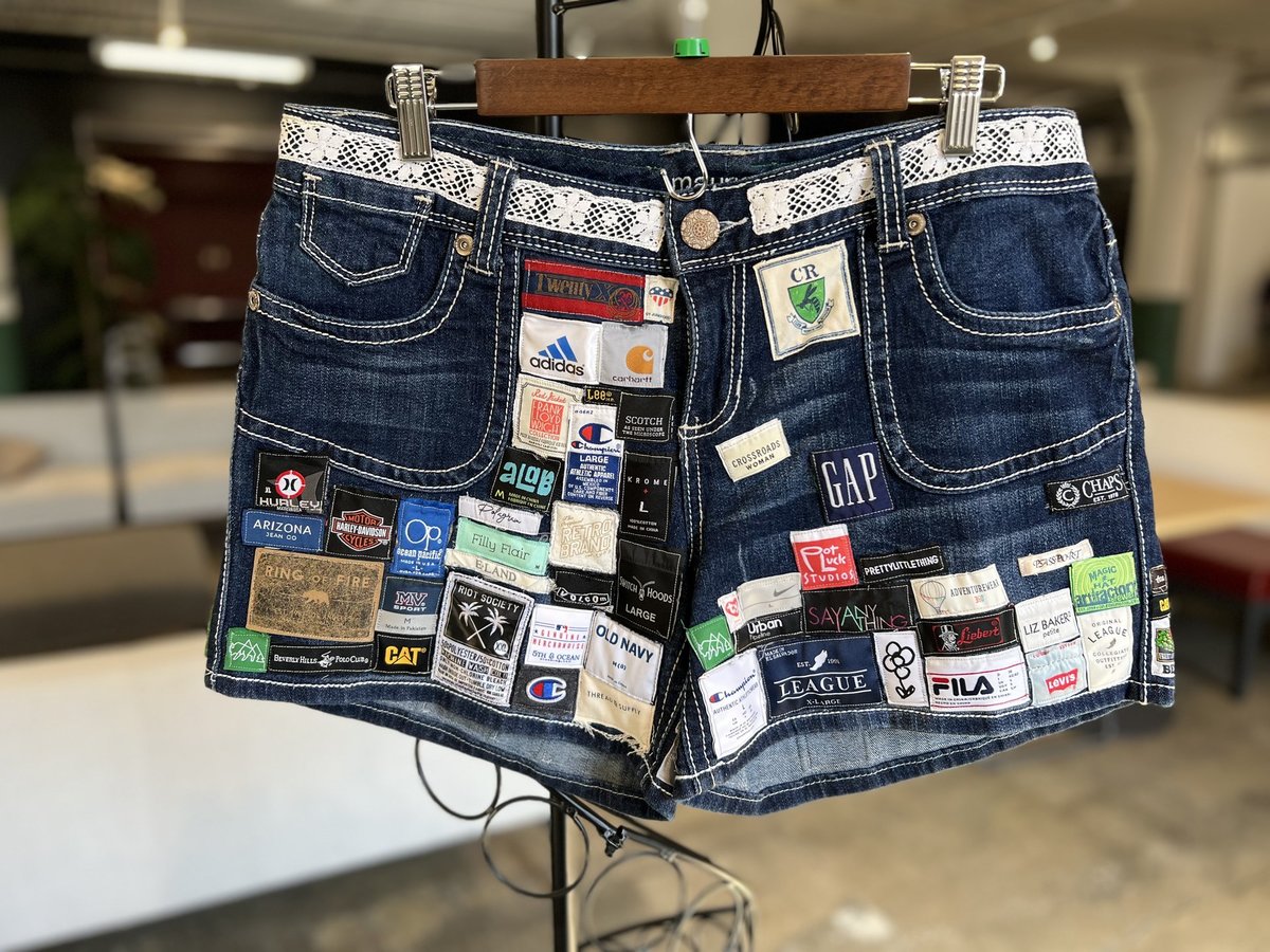 Upcycled label shorts 