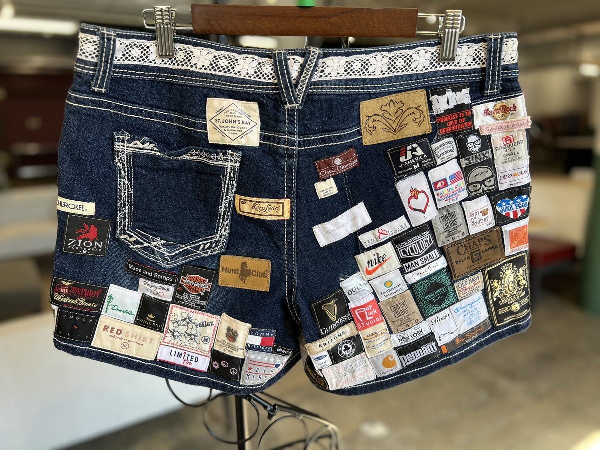 Upcycled label shorts 