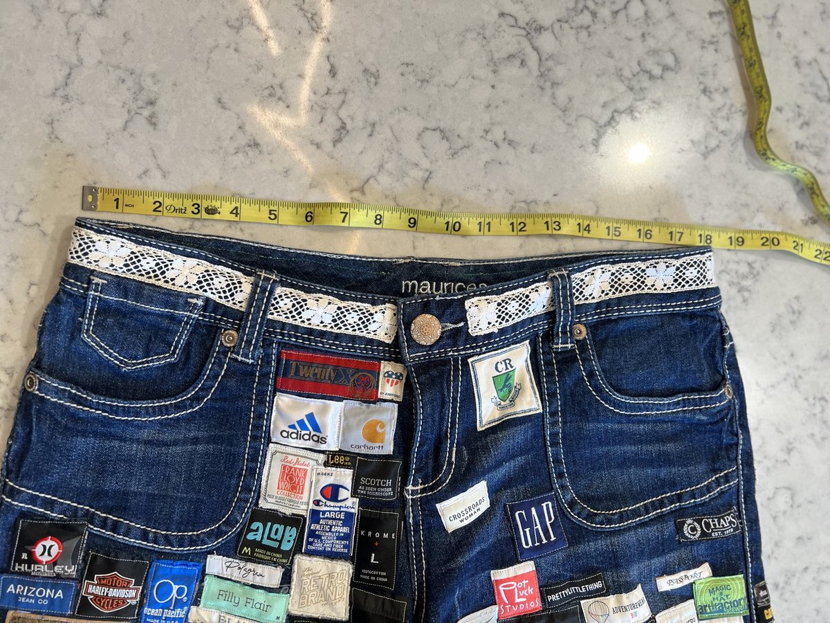 Upcycled label shorts 