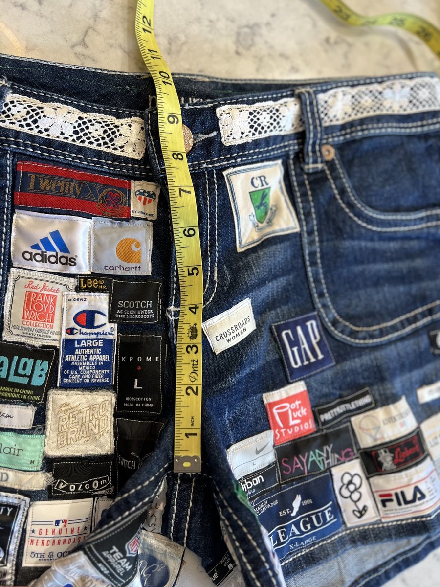 Upcycled label shorts 
