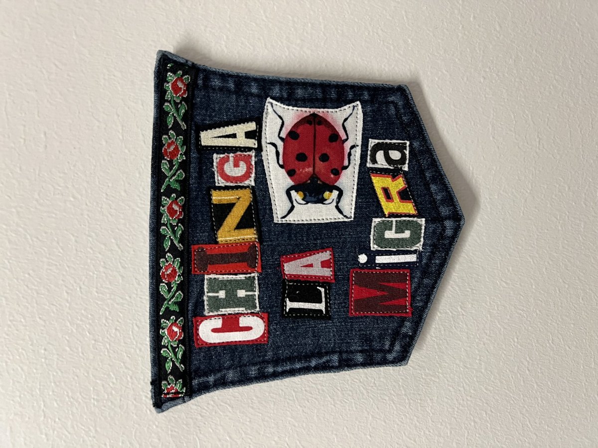 Ch*nga la migra art collage patch ladybug