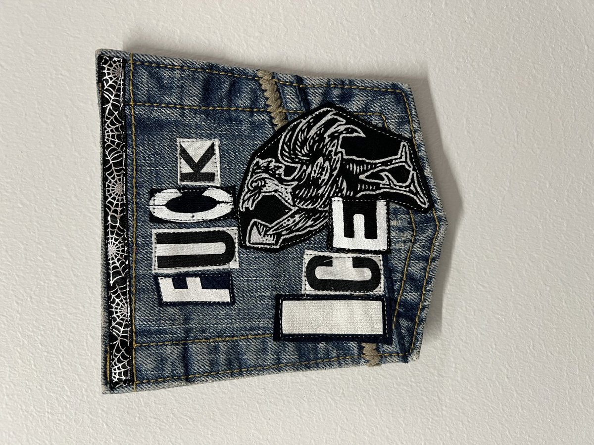 F*ck ICE art collage patch bird