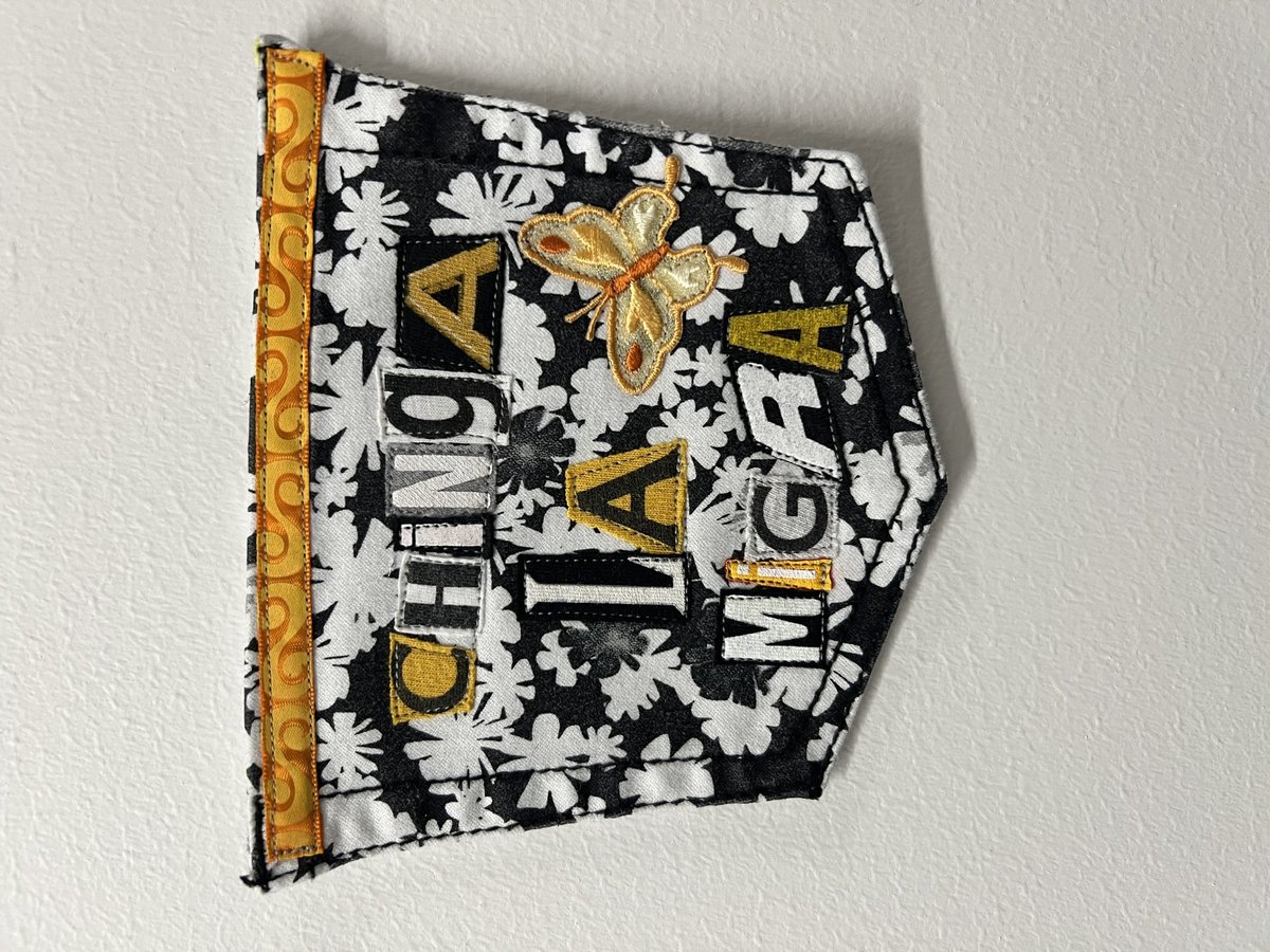 Ch*nga la migra art collage patch butterfly