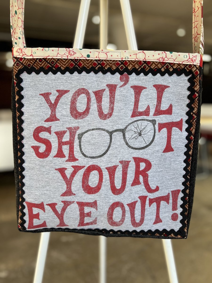 Christmas Story Tshirt crossbody bag gray black