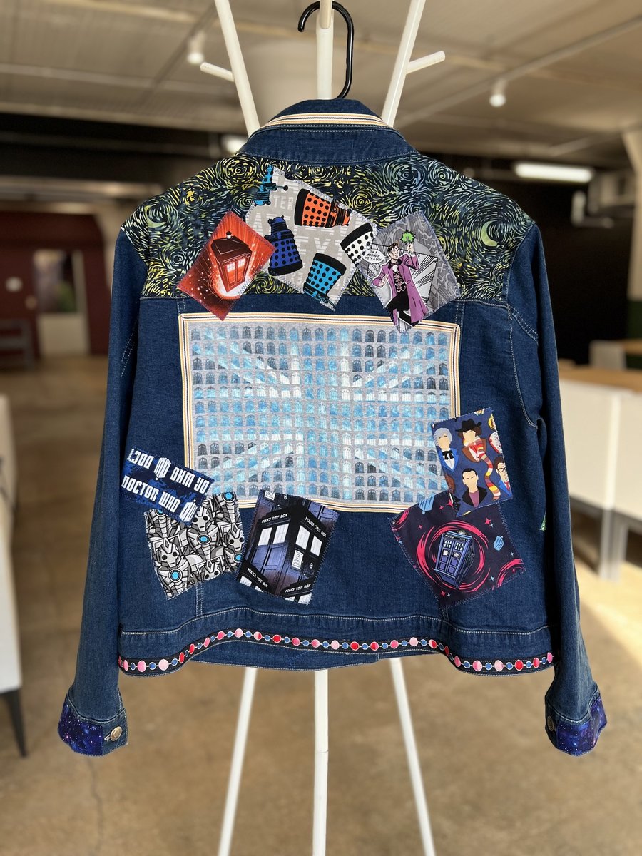 Doctor Who patchwork collage upcycled Jean jacket blue