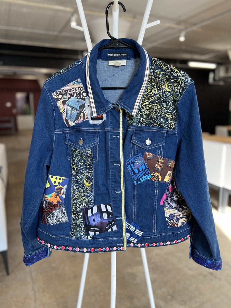 Doctor Who patchwork collage upcycled Jean jacket blue