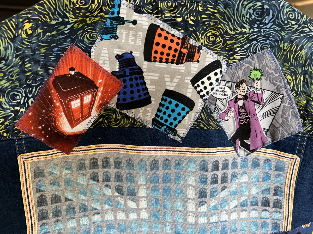 Doctor Who patchwork collage upcycled Jean jacket blue