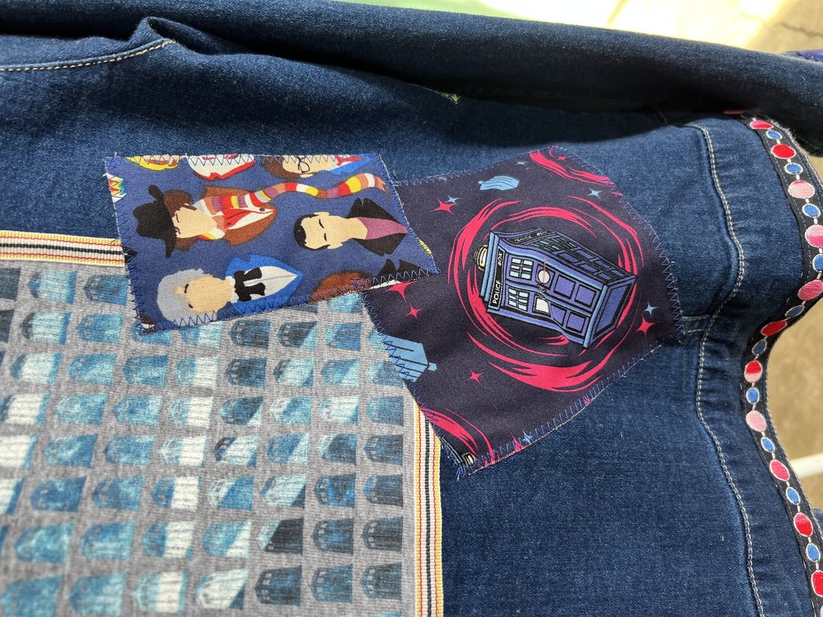 Doctor Who patchwork collage upcycled Jean jacket blue