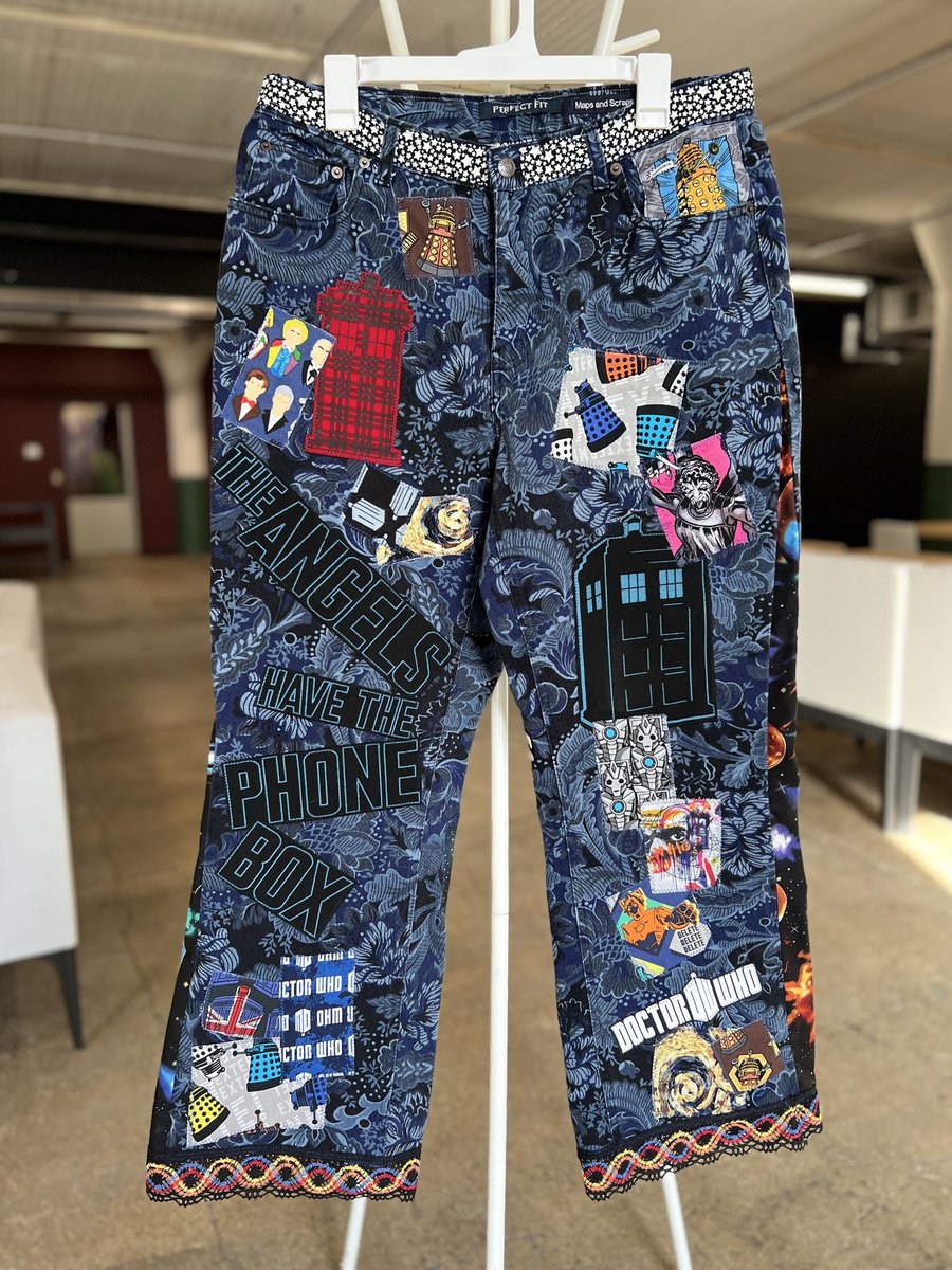 Doctor WHO patchwork collage upcycled jeans