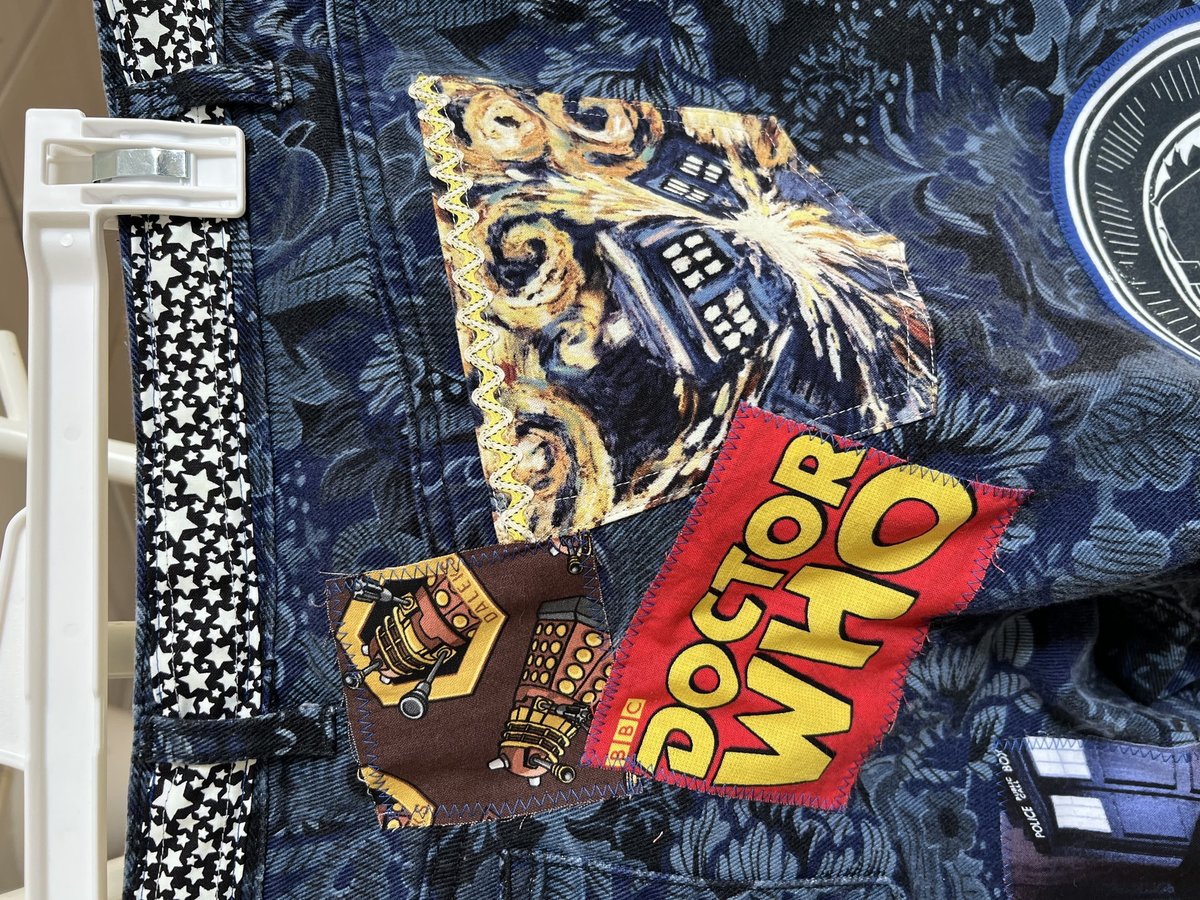 Doctor WHO patchwork collage upcycled jeans