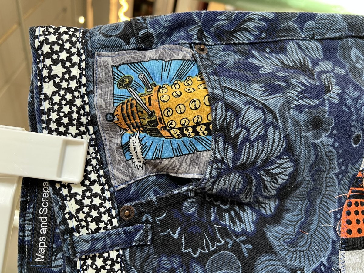 Doctor WHO patchwork collage upcycled jeans