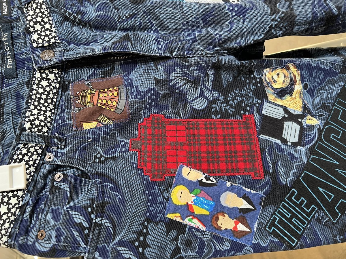 Doctor WHO patchwork collage upcycled jeans