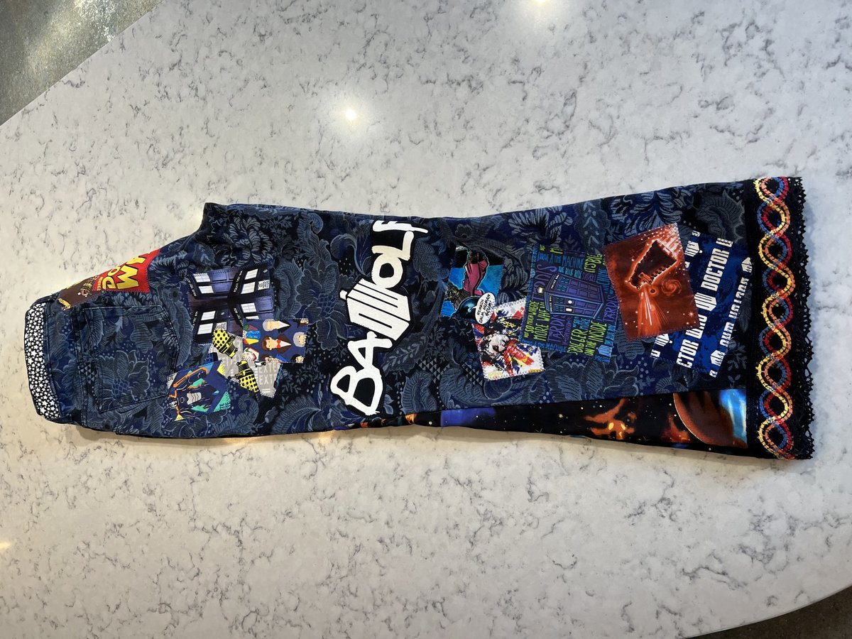 Doctor WHO patchwork collage upcycled jeans