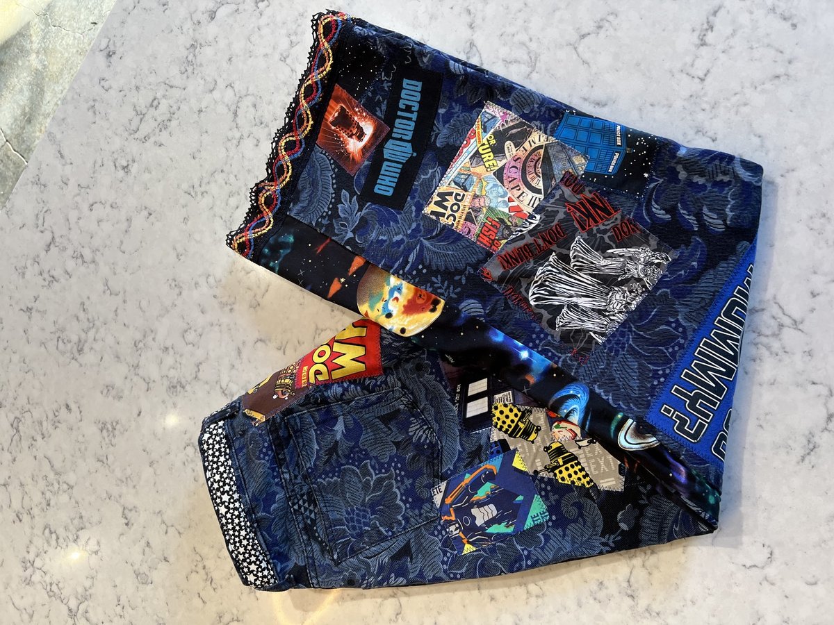 Doctor WHO patchwork collage upcycled jeans