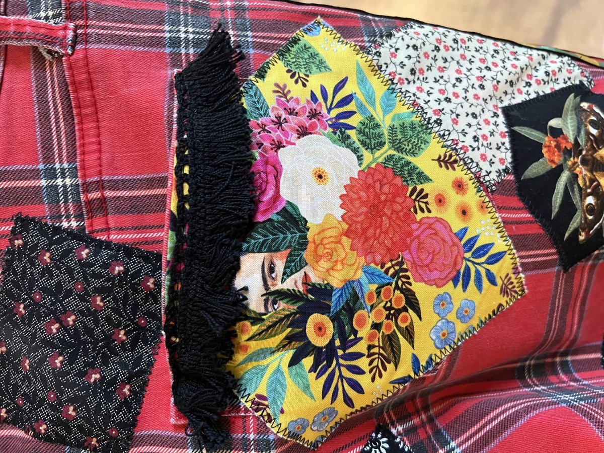 Red plaid fears patchwork upcycled pants