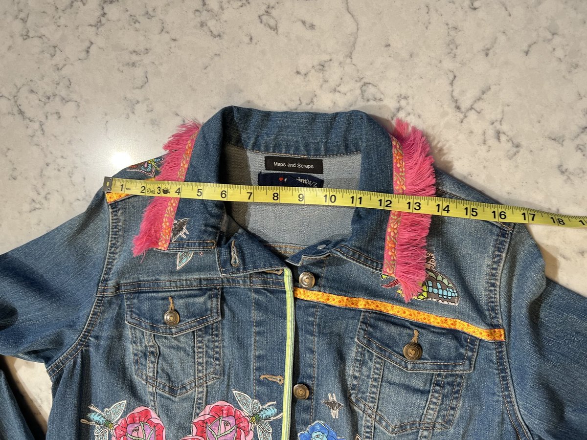Animal collage patchwork upcycled Jean jacket. 