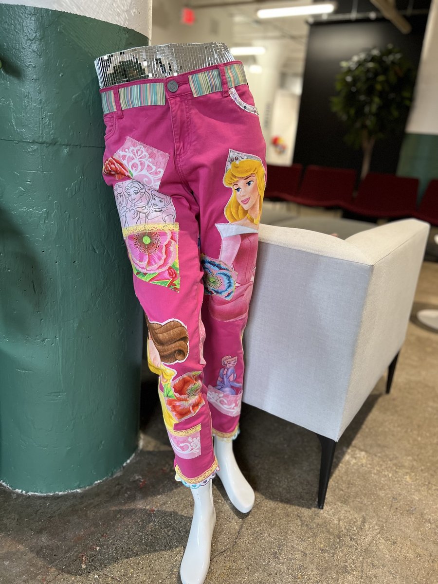 Pink princess tshirt patchwork collage pants