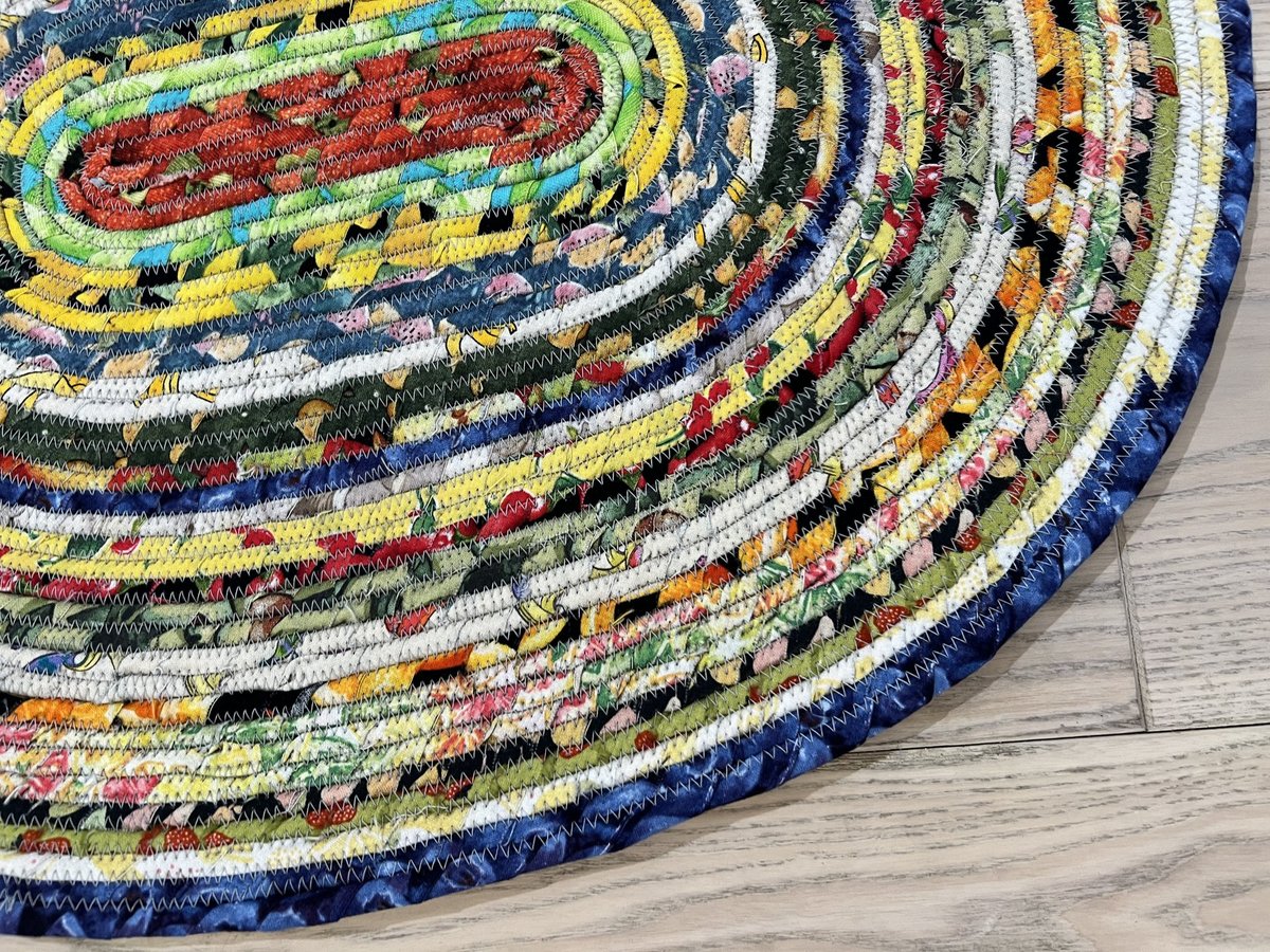 Fruit and vegetable scrap rope rug or table topper
