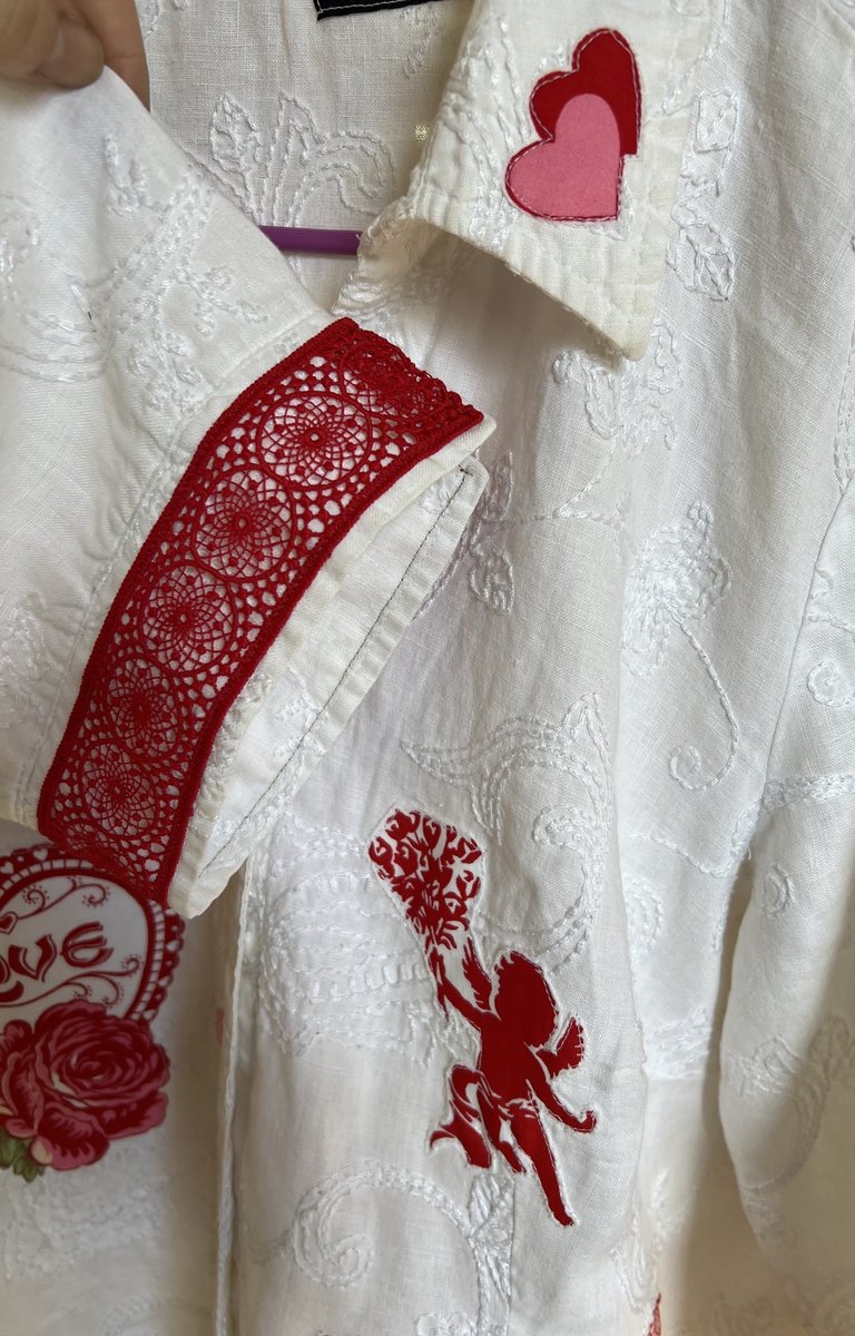 Cupid patchwork upcycled jacket white