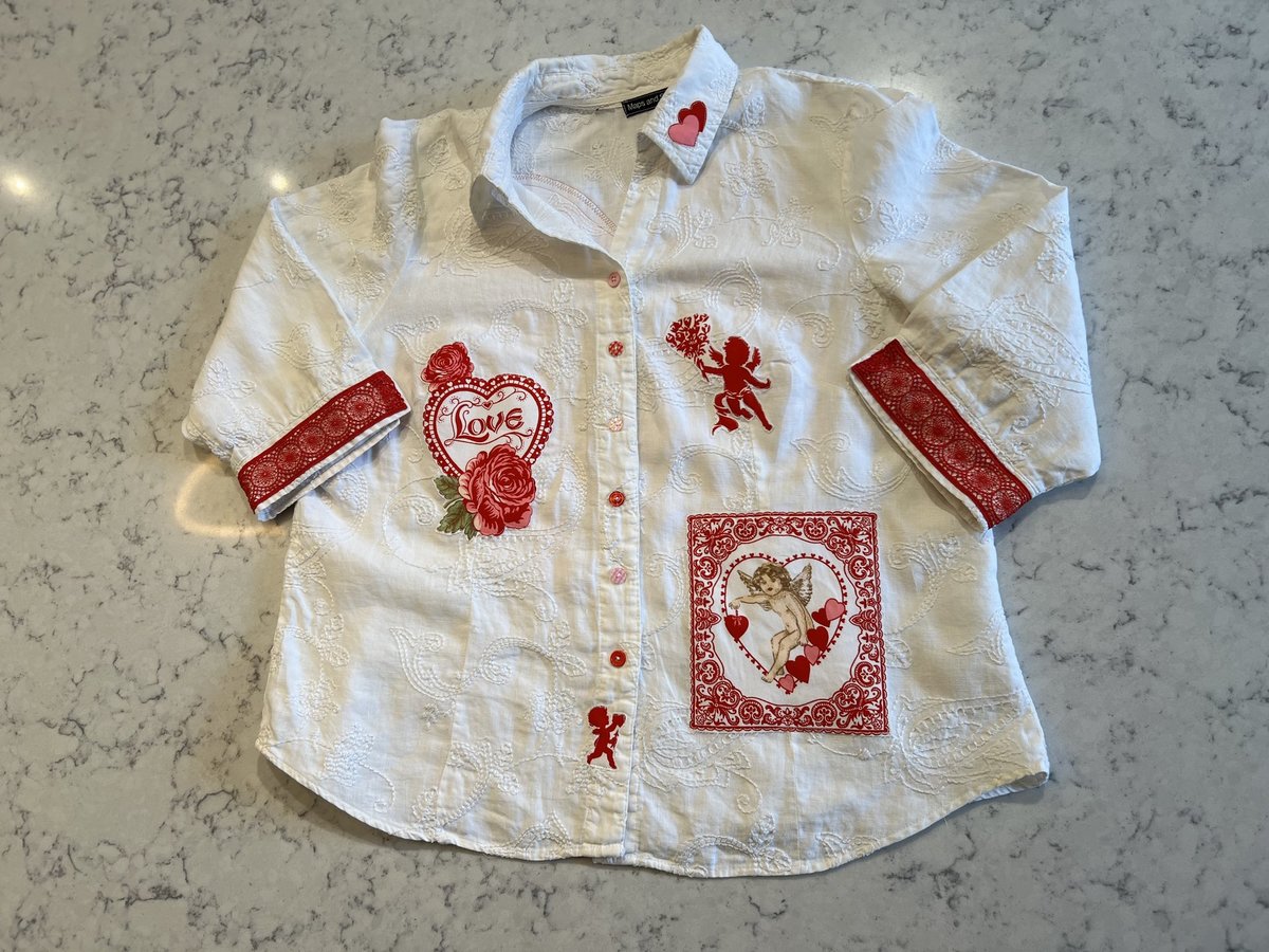 Cupid patchwork upcycled jacket white