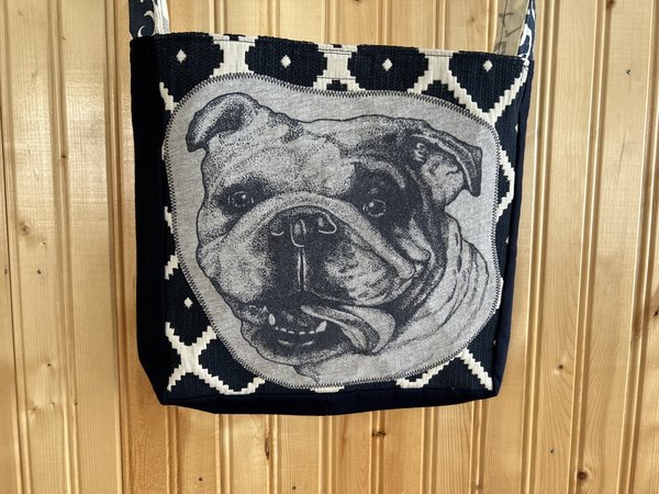 Blue dog tshirt crossbody bag 