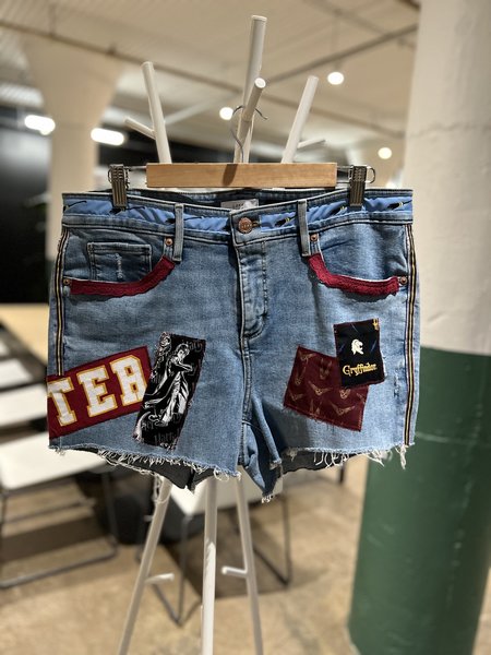 Harry Potter upcycled custom patchwork collage shorts 14
