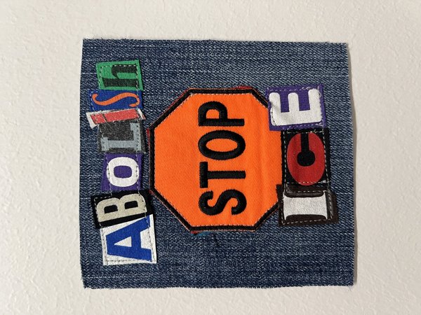 Stop ICE original collage patch 