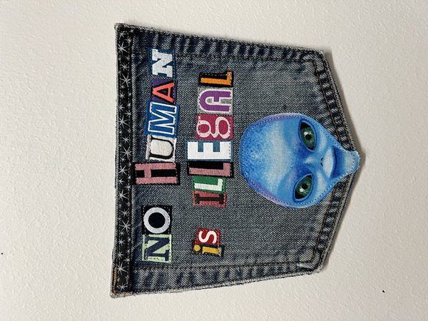 No illegal human original collage patch 