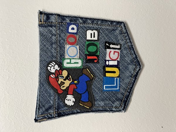 Mario bros original collage patch 