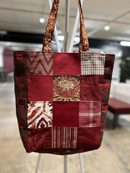 Burgundy scrap squares market bag