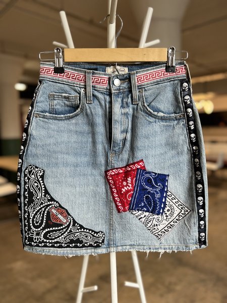 Harley upcycled patchwork collage skirt size 00