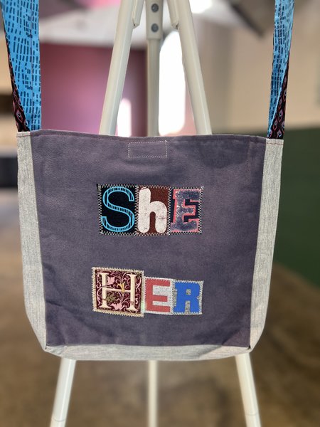She her crossbody bag purple and gray 