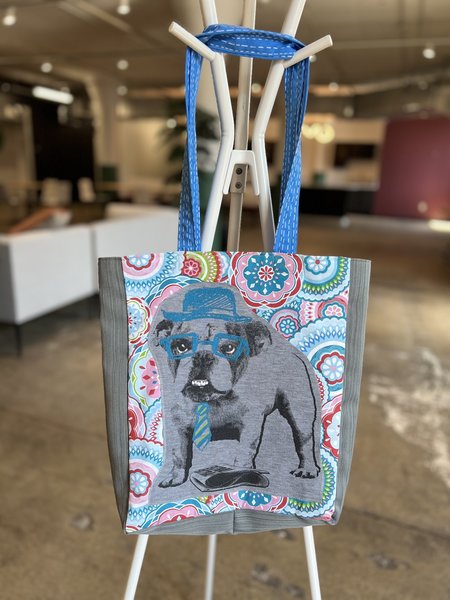 Blue hat bulldog market bag