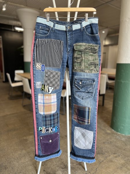 So many pockets upcycled patchwork jeans